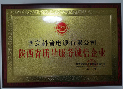 陝西省(shěng)質量服務(wu)誠信企業(ye)